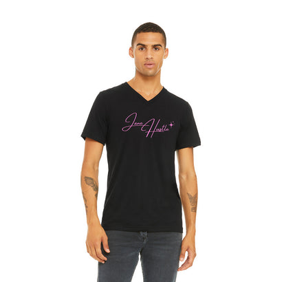 Jane Hustle - Large Name Bella + Canvas Vneck Shirt