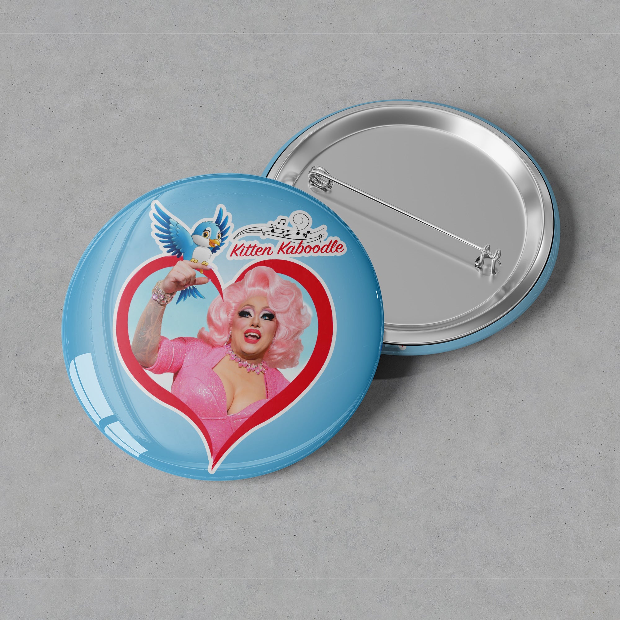 Kitten Kaboodle -  Singing Heart Button