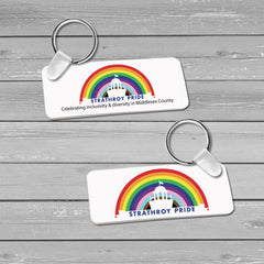 Strathroy Pride - Rainbow Over Town Hall Keychain